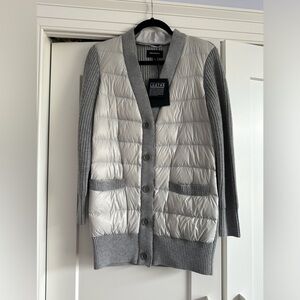 NWT Mackage cardigan sweater vest with goose down feathers gray